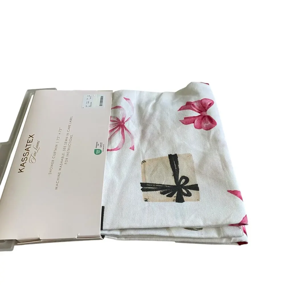 Kassatex Christmas Presents & Bows Holiday Shower Curtain 72x72 New